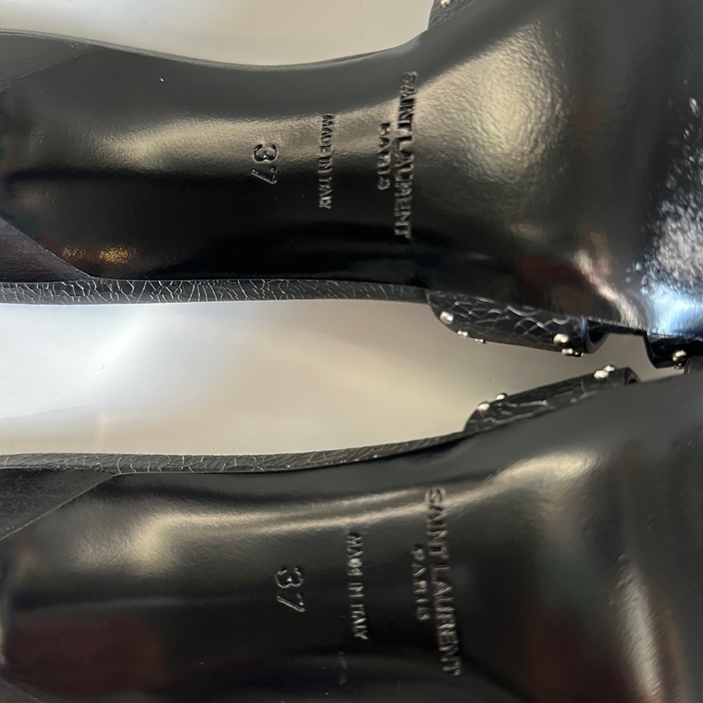 Saint Laurent Tribute Studded Leather Stiletto Sandals - Picture 15 of 16